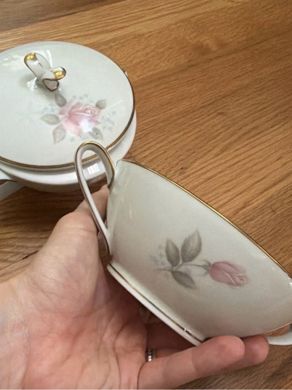 Vintage Noritake 6238 Roseville Cream and Sugar Bowl Set